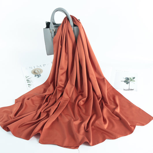 Pañuelo Satinado Liso de Estilo Malayo - Chal Casual Versátil - Image 27