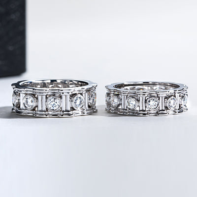 Anillo Lujo Ligero Plata 925 con Incrustación Columna Romana y Moissanita para Mujer - Image 14