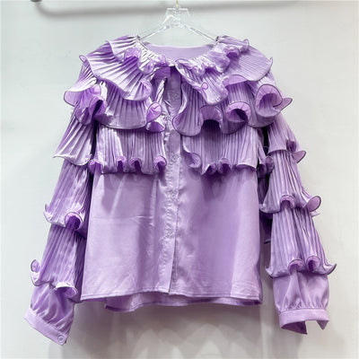 Blusa Elegante Coreana con Mangas Voluminosas y Diseño Fruncido - Image 7