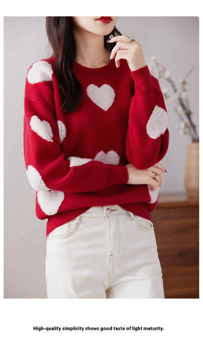Suéter de Cuello Redondo en Lana Pura para Mujer - Diseño Love - Image 16