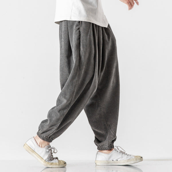 Pantalones Harem de Pana Suelta Talla Grande para Hombre