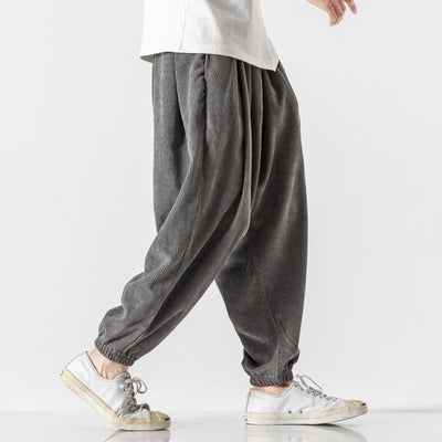 Pantalones Harem de Pana Suelta Talla Grande para Hombre