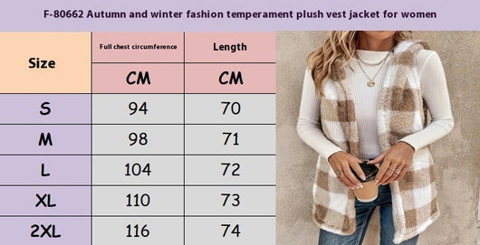Cardigan Elegante Bicolor a Cuadros con Capucha y Textura Suave para Mujer - Image 7