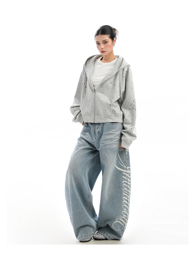 Cardigan con Capucha y Strass para Mujer - Sudadera Brillante con Cierre - Image 26