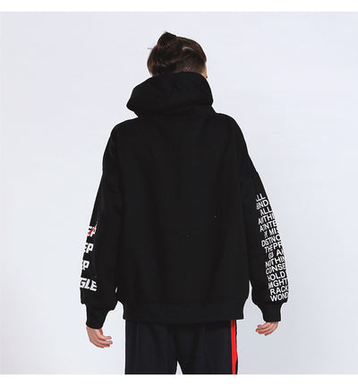 Sudadera Oversized con Capucha y Letras Estampadas en Terciopelo - Image 3