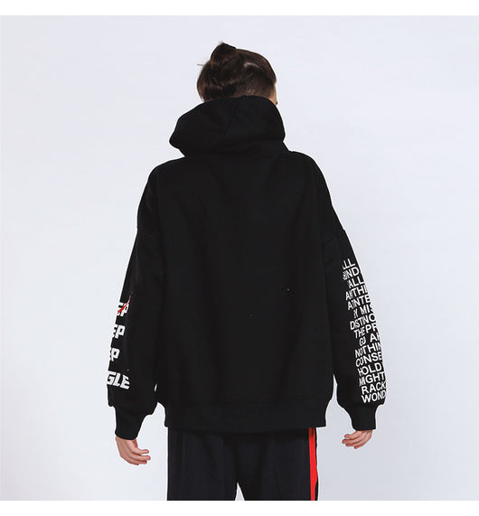 Sudadera Oversized con Capucha y Letras Estampadas en Terciopelo - Image 3