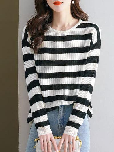 Blusa Holgada Rayas Manga Larga Estilo Occidental para Mujer - Image 8