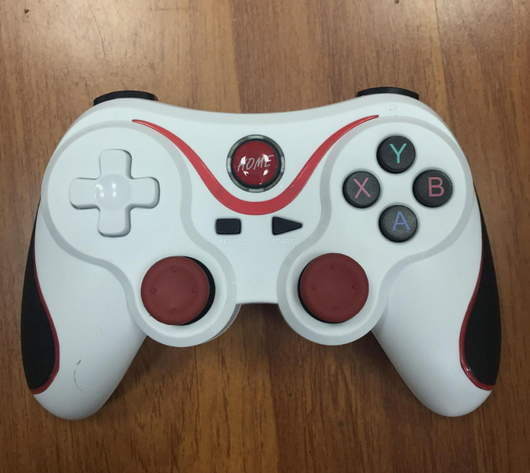 White and red wireless Bluetooth game controller with a black cellphone clip for Android mobile gaming. - Image 8