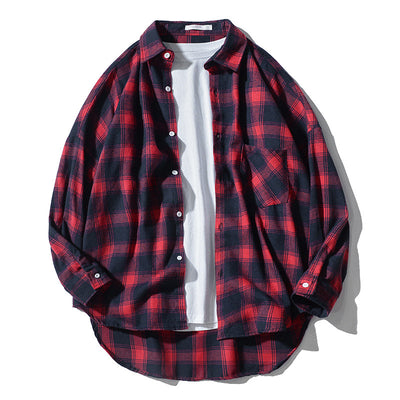 Camisa Tipo Cuadros Japonesa Manga Larga Hombre - Chaqueta de Trabajo Oversize - Image 7