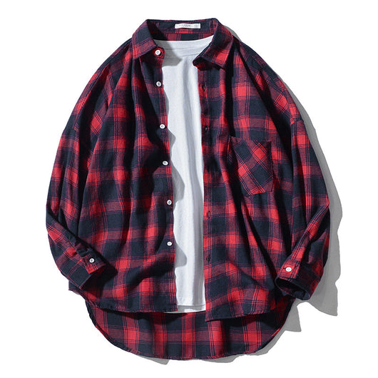 Camisa Tipo Cuadros Japonesa Manga Larga Hombre - Chaqueta de Trabajo Oversize - Image 7
