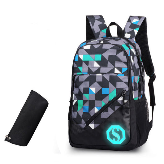 Mochila Urbana de Tres Compartimentos con Diseño Cuadros y Graffiti - Image 3
