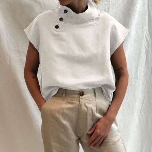 Camisa Suelta Casual de Manga Corta