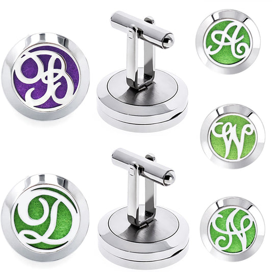 Mancuernillas de acero inoxidable con letras huecas para hombre