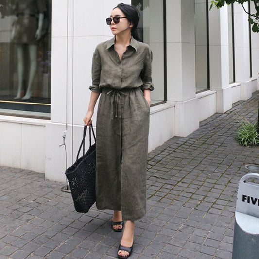 Vestido Camisero de Algodón Puro