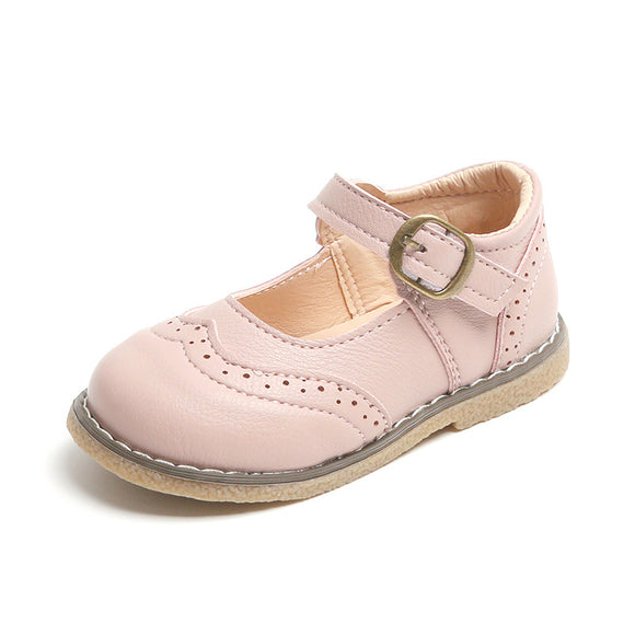 Zapatos de Cuero Casual para Niñas - Diseño Liso y Versátil