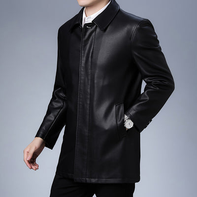 Chaqueta de Cuero para Hombre con Forro Térmico y Solapa - Image 4