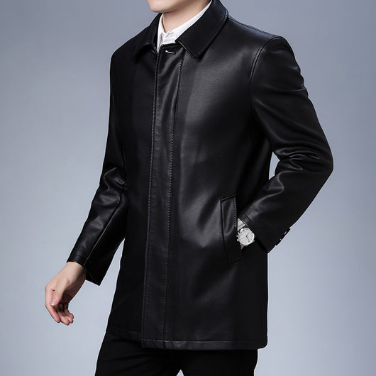 Chaqueta de Cuero para Hombre con Forro Térmico y Solapa - Image 4