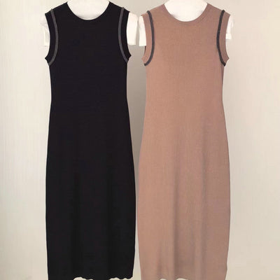 Vestido Tejido de Lana sin Mangas Cuello Redondo con Detalles de Perlas - Image 2