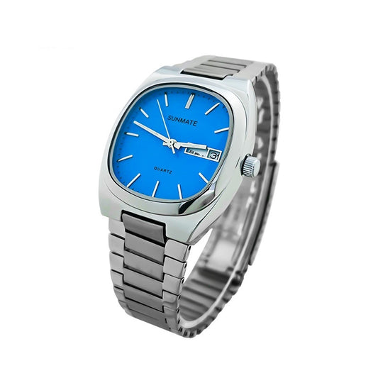 Reloj de Cuarzo Elegante Acero Inoxidable Correa Blanca Diseño Cuadrado - Image 2