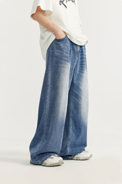 Pantalones Vaqueros Rectos Talla Alta para Hombre - Corte Ancho Lavado - Image 9