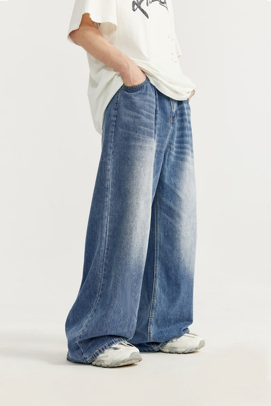 Pantalones Vaqueros Rectos Talla Alta para Hombre - Corte Ancho Lavado - Image 9
