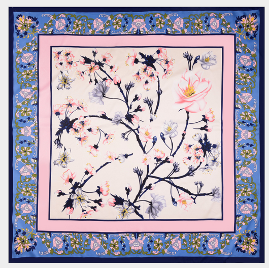 Pañuelo de Seda Twill Estampado Flores y Aves Jungle 130cm Protección Solar - Image 26