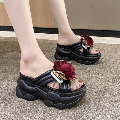 Sandalias Gruesas con Flores para Mujer - Estilo Trendy - Image 4