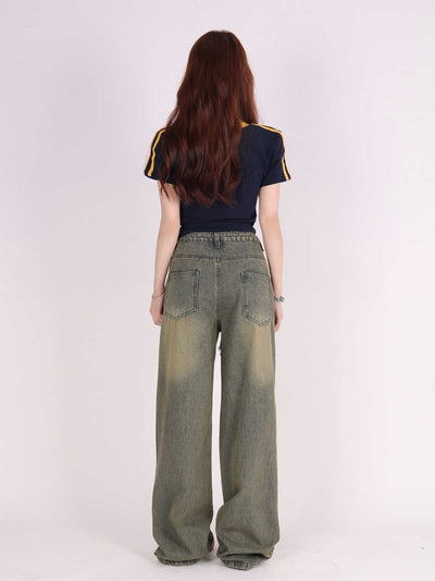 Pantalones Vaqueros Anchos Vintage Desgastados Love - Image 11