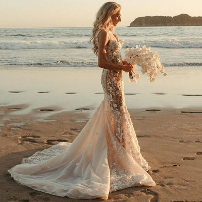 Vestidos de Novia Sirena con Aplicaciones de Encaje 3D - Image 5