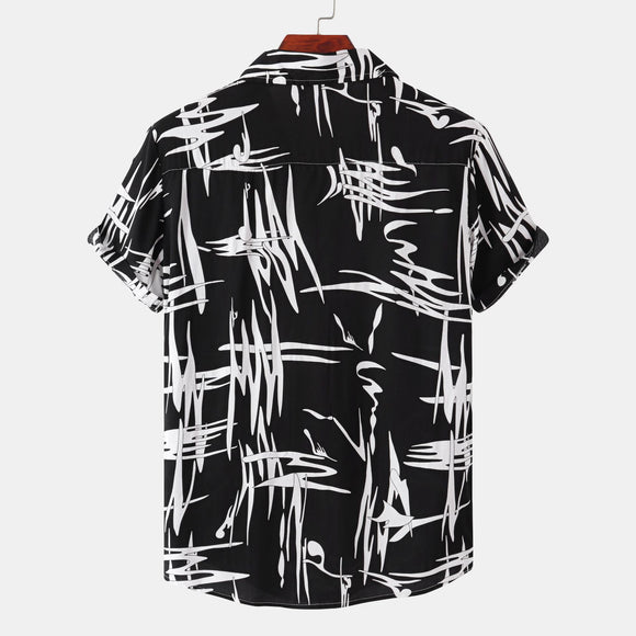 Camisas Casuales de Manga Corta con Rayas para Hombre