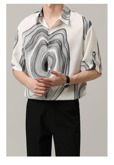 Camisa Casual Hombre Manga Corta Contraste Retro Suelta - Image 20
