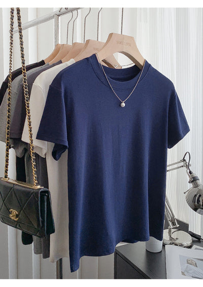 Blusa Ajustada de Modal para Mujer - Manga Corta Elástica Cuello Redondo - Image 14
