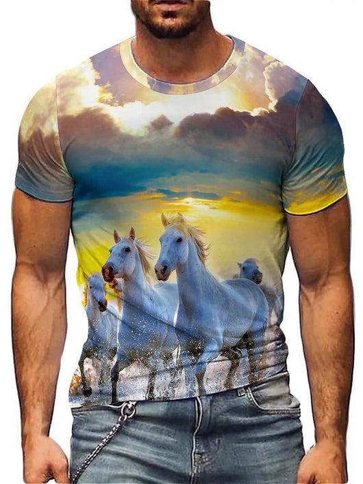 Camiseta Manga Corta con Impresión 3D para Hombre - Image 27