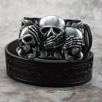 Cinturón de Cuero para Hombre con Hebilla de Aleación y Diseño Vintage Grabado - Image 11