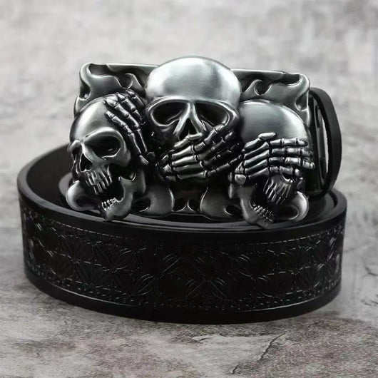 Cinturón de Cuero para Hombre con Hebilla de Aleación y Diseño Vintage Grabado - Image 11