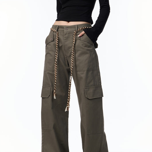 Pantalones Cargo Holgados con Cordones para Mujer Estilo Boyfriend Americano - Image 8