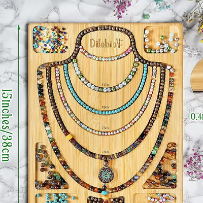 Bandeja Exhibidora de Bambú con Cuentas de Madera para Joyas - Image 3