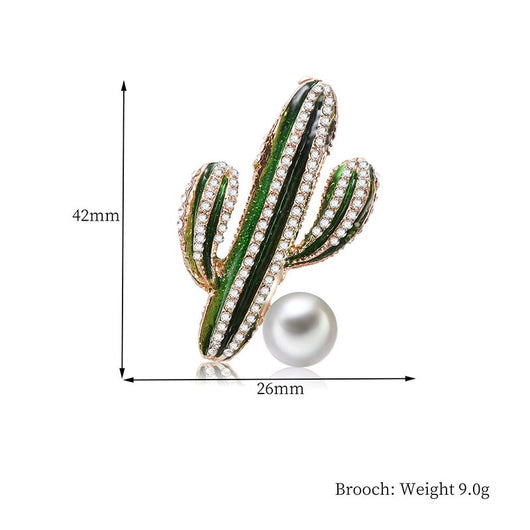 Broche Cactus Perla con Brillantes - Accesorio Versátil y Deslumbrante - Image 6