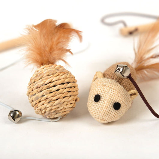 Juguete Interactivo de Madera para Gatos - Vara con Plumas - Image 5