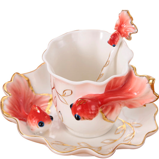 Juego de Tazas de Cerámica Pez Dorado - Regalo Perfecto para Bodas - Image 8