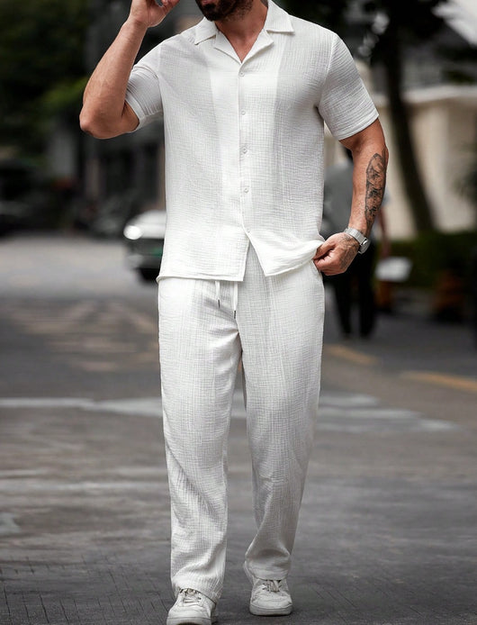 Polo Casual de Manga Corta con Botones para Hombre - Diseño Versátil Solid Color - Image 11