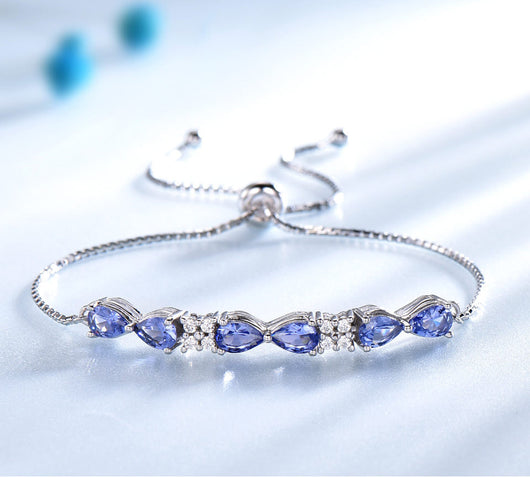 Pulsera de Plata Esterlina 925 con Zafiro Azul y Cadena Ajustable para Mujer - Image 8
