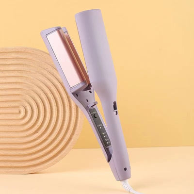 Lavender hair waver with rose gold corrugated plates for creating small curls or waves, shown on a white background. - Image 15