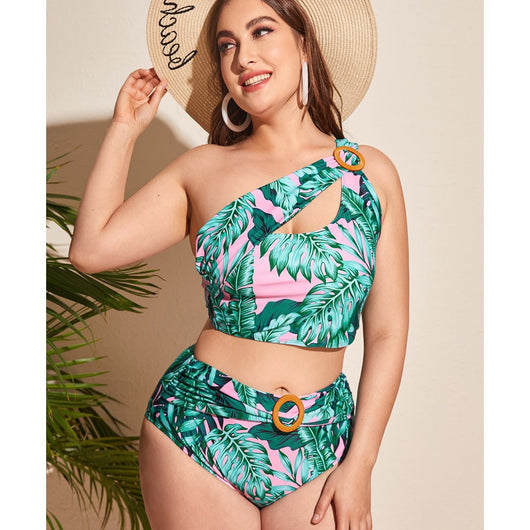 Traje de Baño Deportivo Estampado Talla Grande con Diseño Modular - Image 10