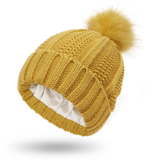 Gorro Tejido de Invierno con Pompón de Pelaje Sintético para Mujer - Image 17