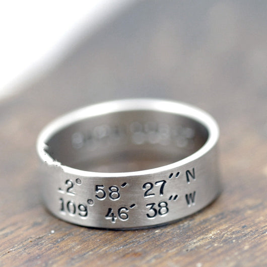 Anillo de Coordenadas en Plata 925 Hecho a Mano para Parejas - Image 5