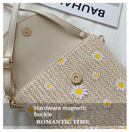 Bolso de Hombro Tejido en Rafia con Detalles Plisados - Image 11