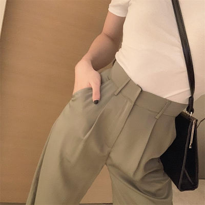 Pantalón Casual de Talle Alto con Drapeado en Satén - Elegancia Primaveral - Image 7