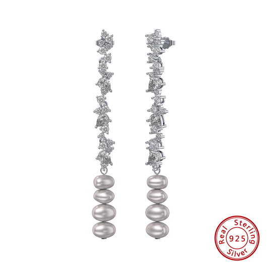 Aretes de Perla Brillante con Borla y Circonita Incrustada - Image 4