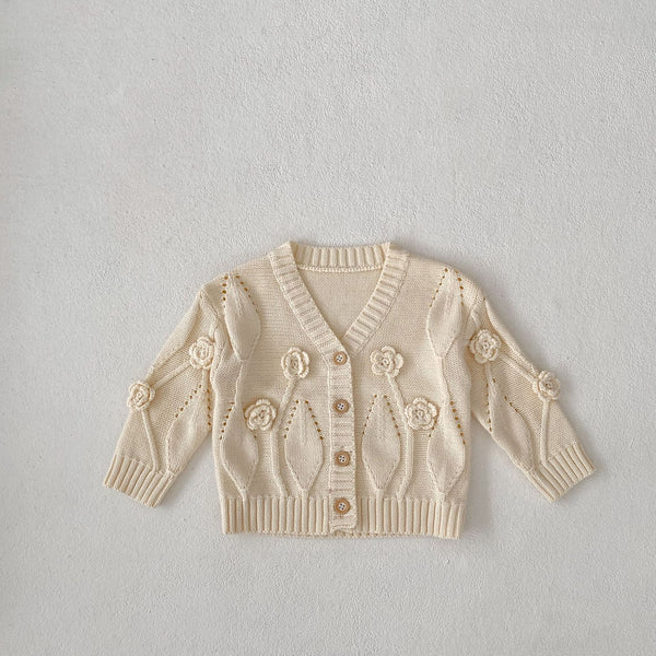 Cardigan Infantil Tejido a Mano con Flores - Image 6